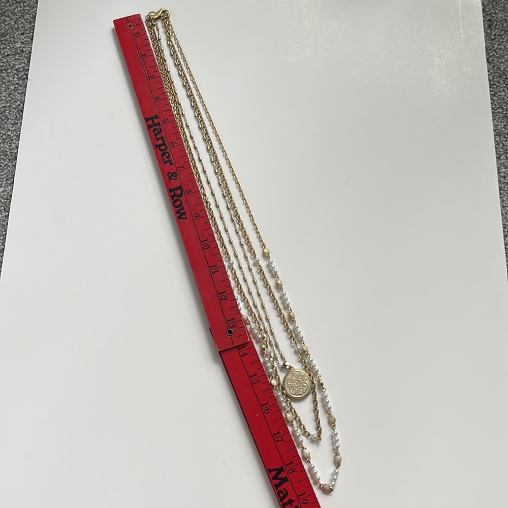 Lia Sophia triple strand gold necklace allows for 30-38” length styling - Picture 8 of 8